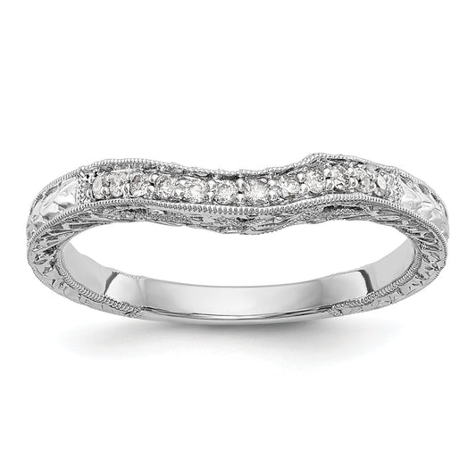 0.09ct. CZ Solid Real 14k White Gold Wedding Wedding Band Ring