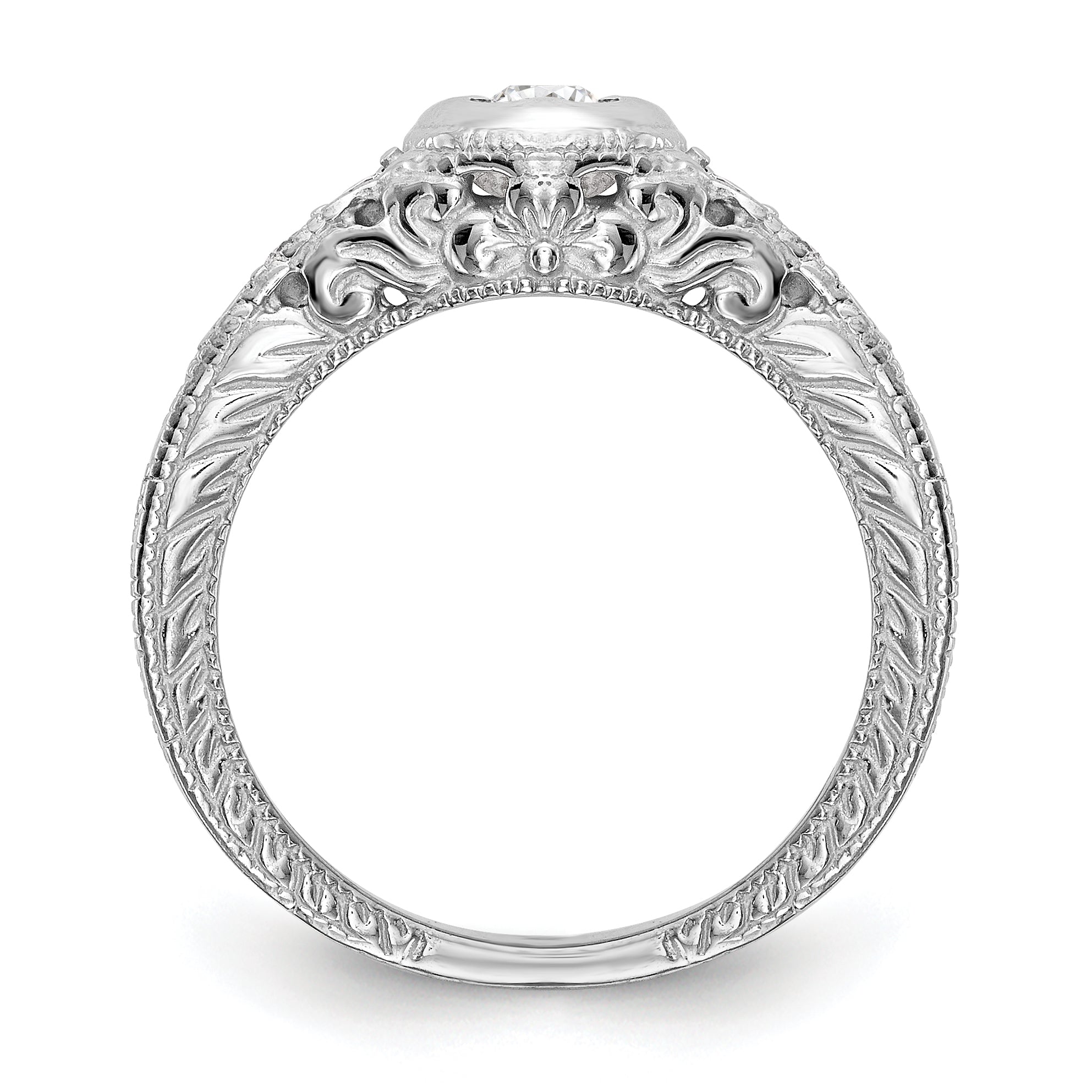 0.25ct. CZ Solid Real 14K White Gold Engagement Ring