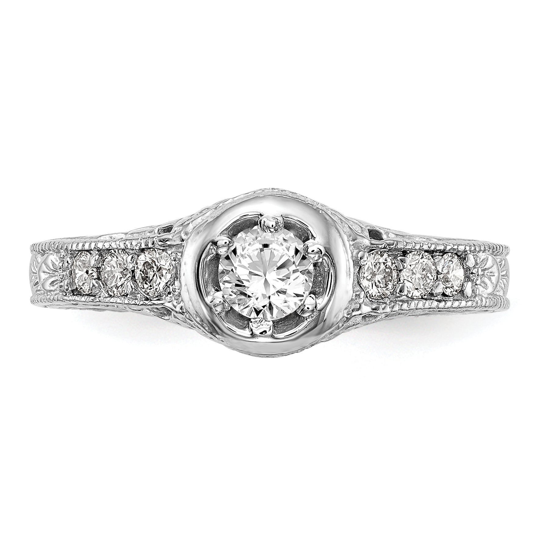 0.25ct. CZ Solid Real 14K White Gold Engagement Ring