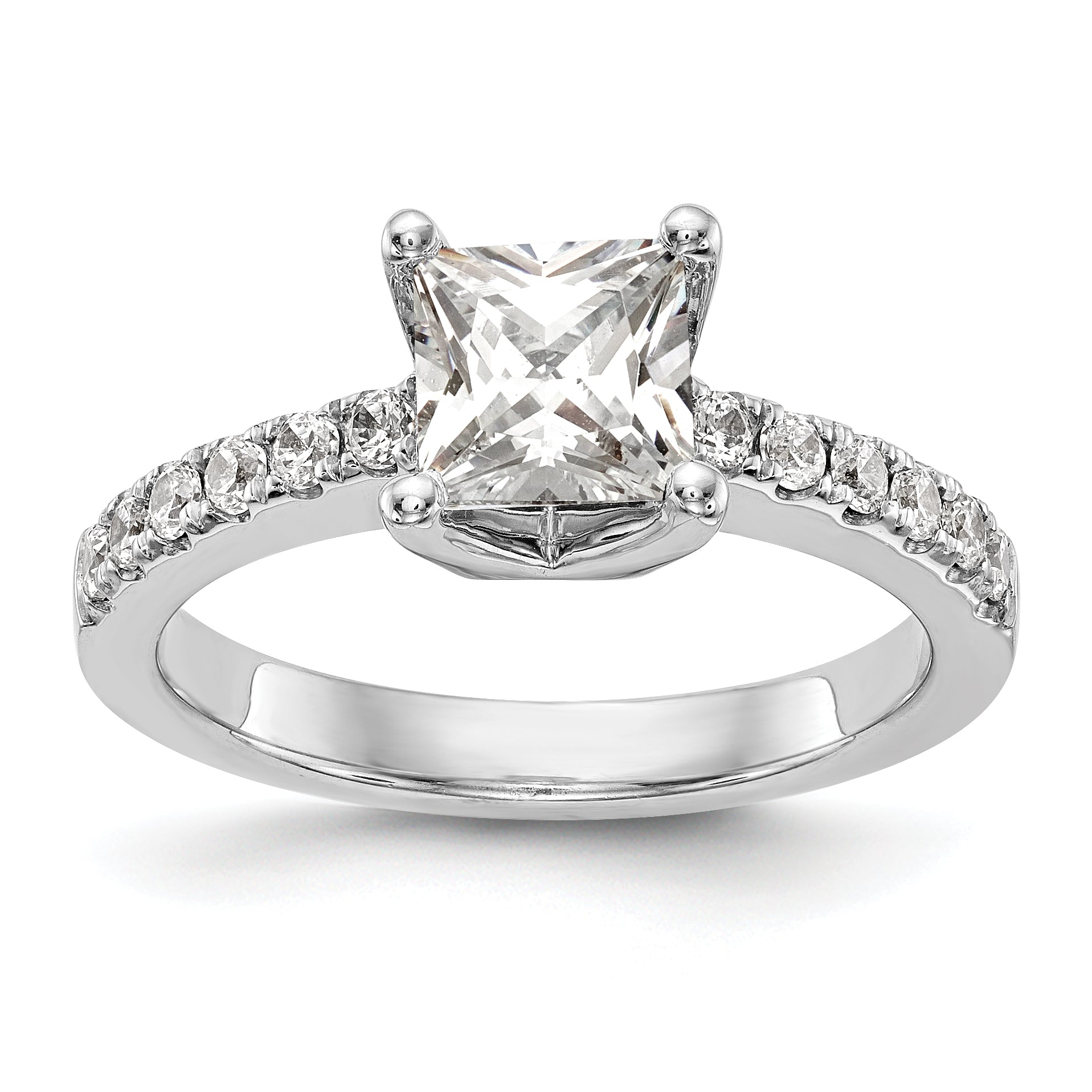 0.25ct. CZ Solid Real 14K White Gold Engagement Ring