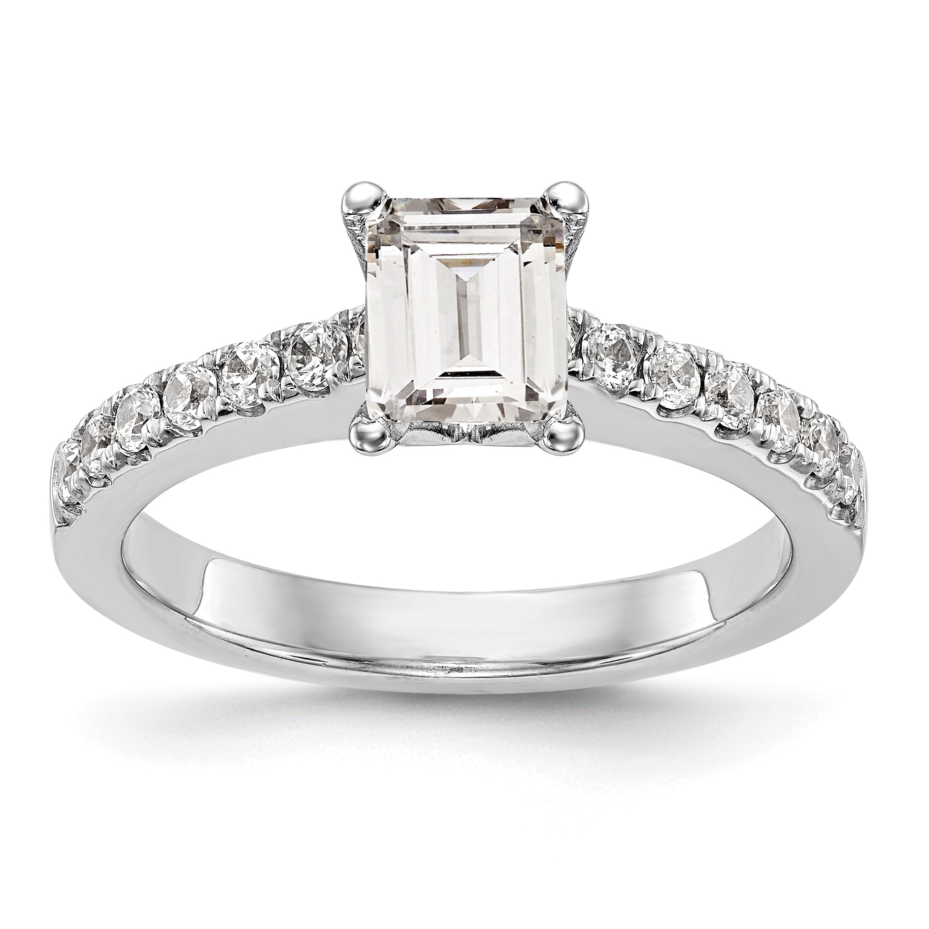 0.20ct. CZ Solid Real 14K White Gold Engagement Ring