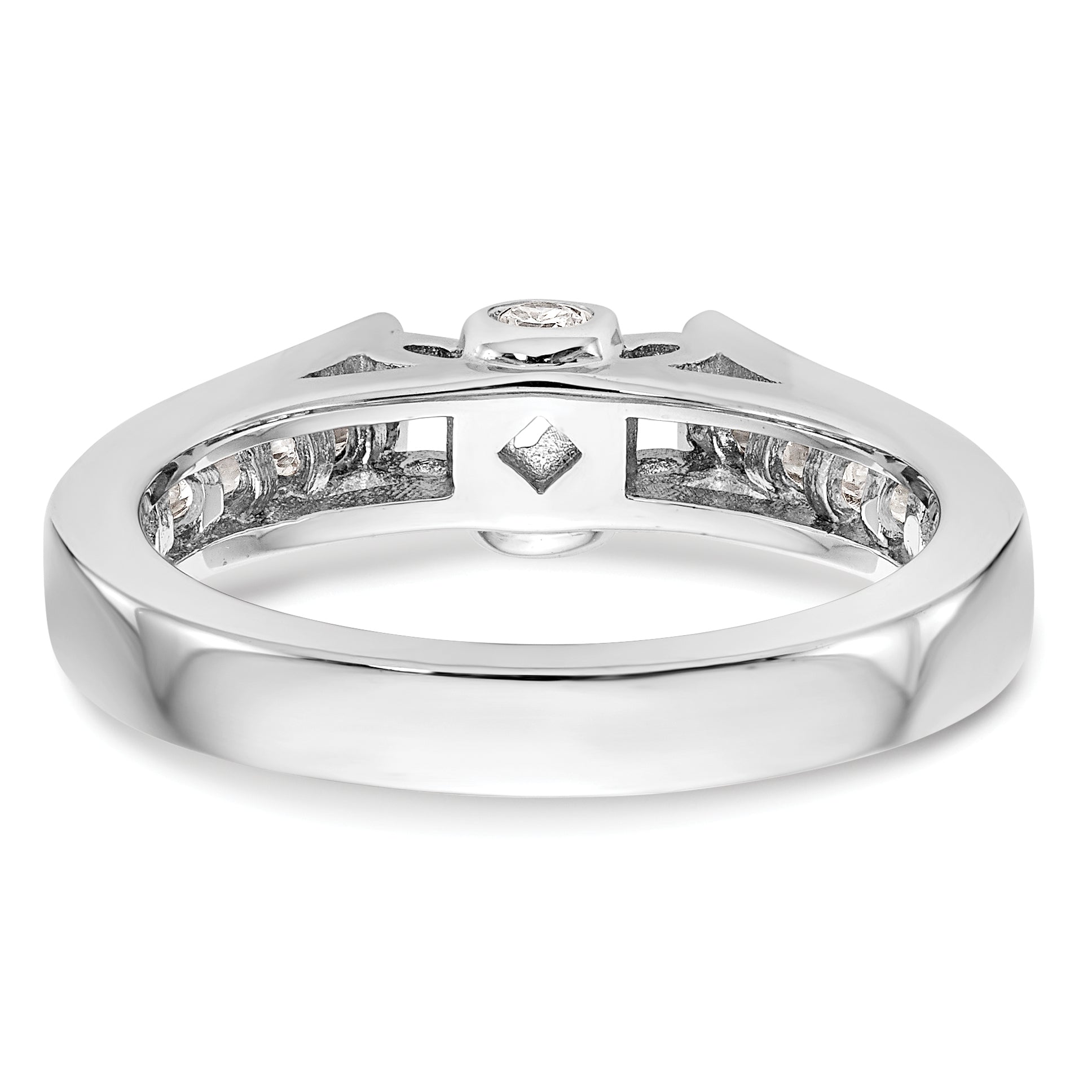 0.10ct. CZ Solid Real 14K White Gold Peg Set Engagement Ring