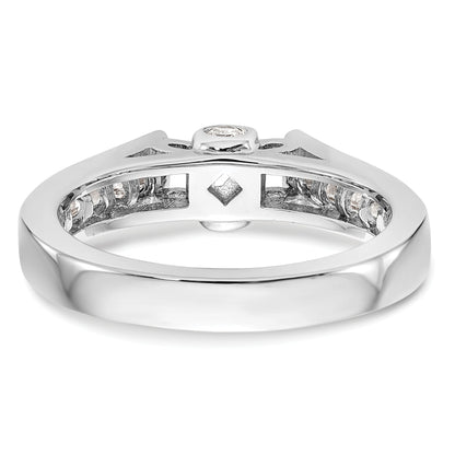 0.21ct. CZ Solid Real 14K White Gold Peg Set Engagement Ring