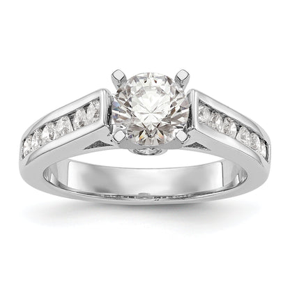 0.10ct. CZ Solid Real 14K White Gold Peg Set Engagement Ring