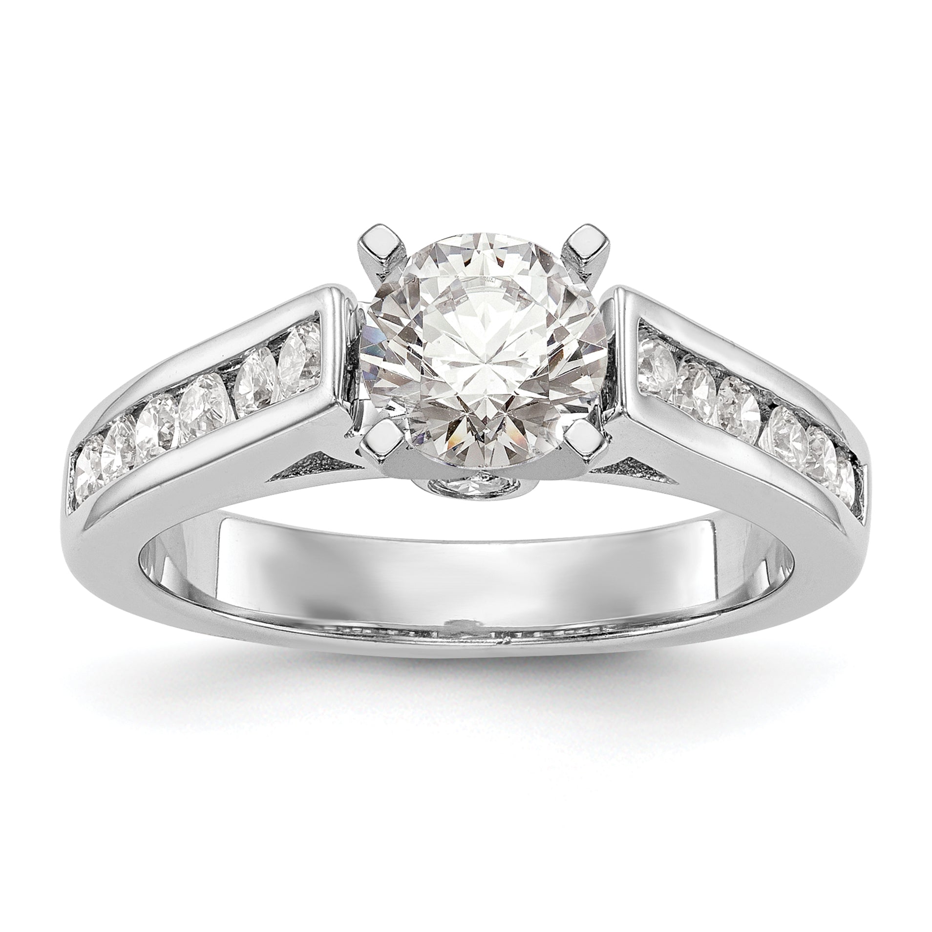 0.21ct. CZ Solid Real 14K White Gold Peg Set Engagement Ring