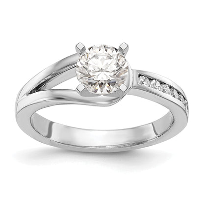 0.15ct. CZ Solid Real 14K White Gold Peg Set Engagement Ring