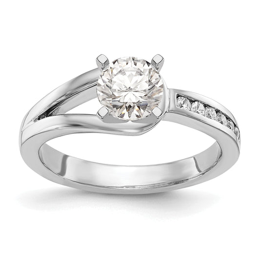 0.15ct. CZ Solid Real 14K White Gold Peg Set Engagement Ring