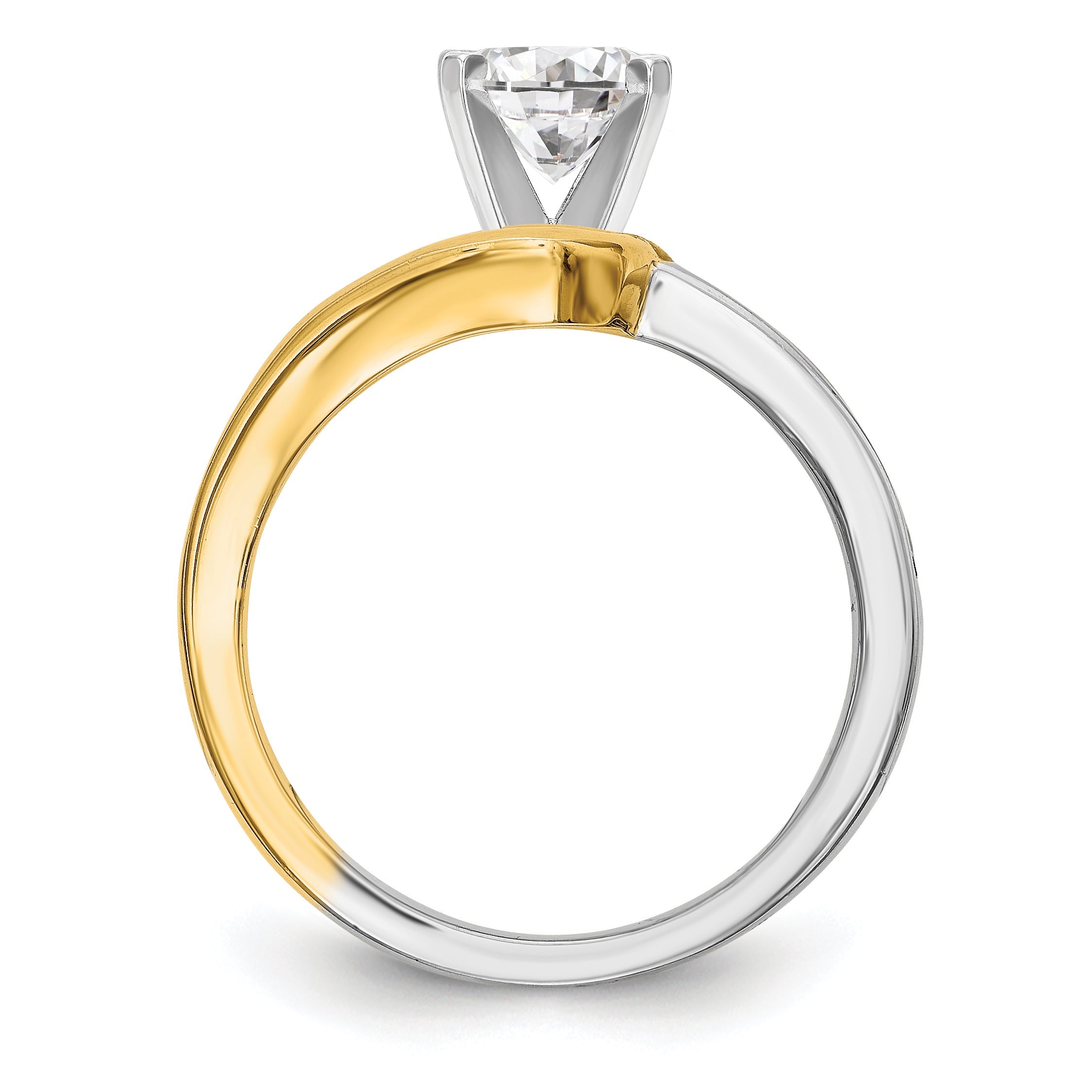 0.11ct. CZ Solid Real 14K Two-tone Peg Set Engagement Ring