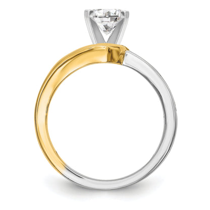 0.11ct. CZ Solid Real 14K Two-tone Peg Set Engagement Ring
