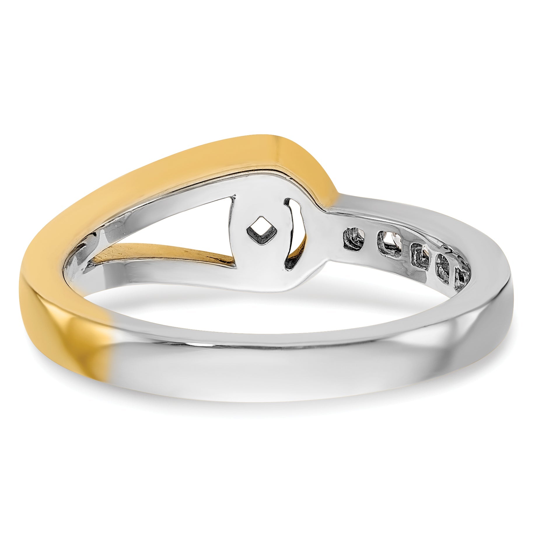 0.15ct. CZ Solid Real 14K Two-tone Peg Set Engagement Ring