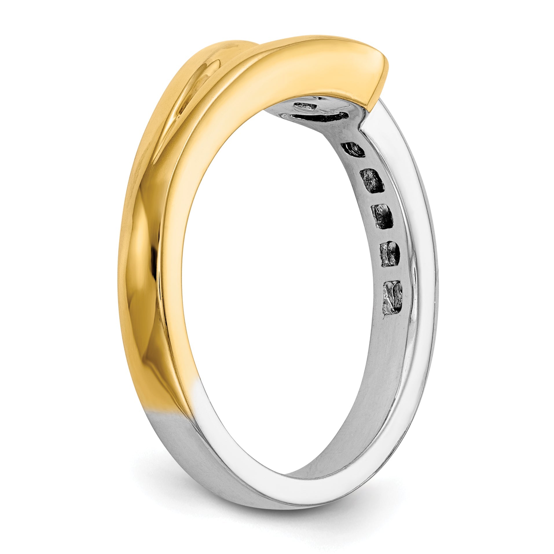 0.15ct. CZ Solid Real 14K Two-tone Peg Set Engagement Ring