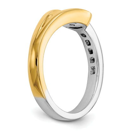 0.15ct. CZ Solid Real 14K Two-tone Peg Set Engagement Ring