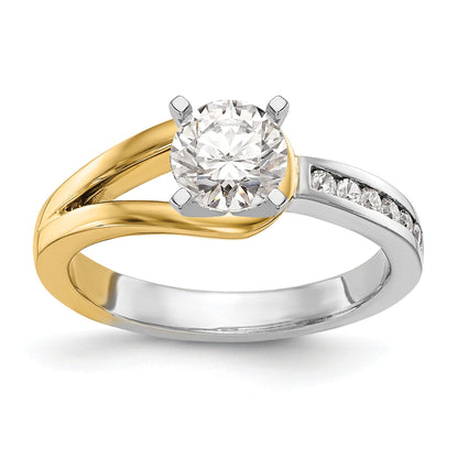 0.11ct. CZ Solid Real 14K Two-tone Peg Set Engagement Ring