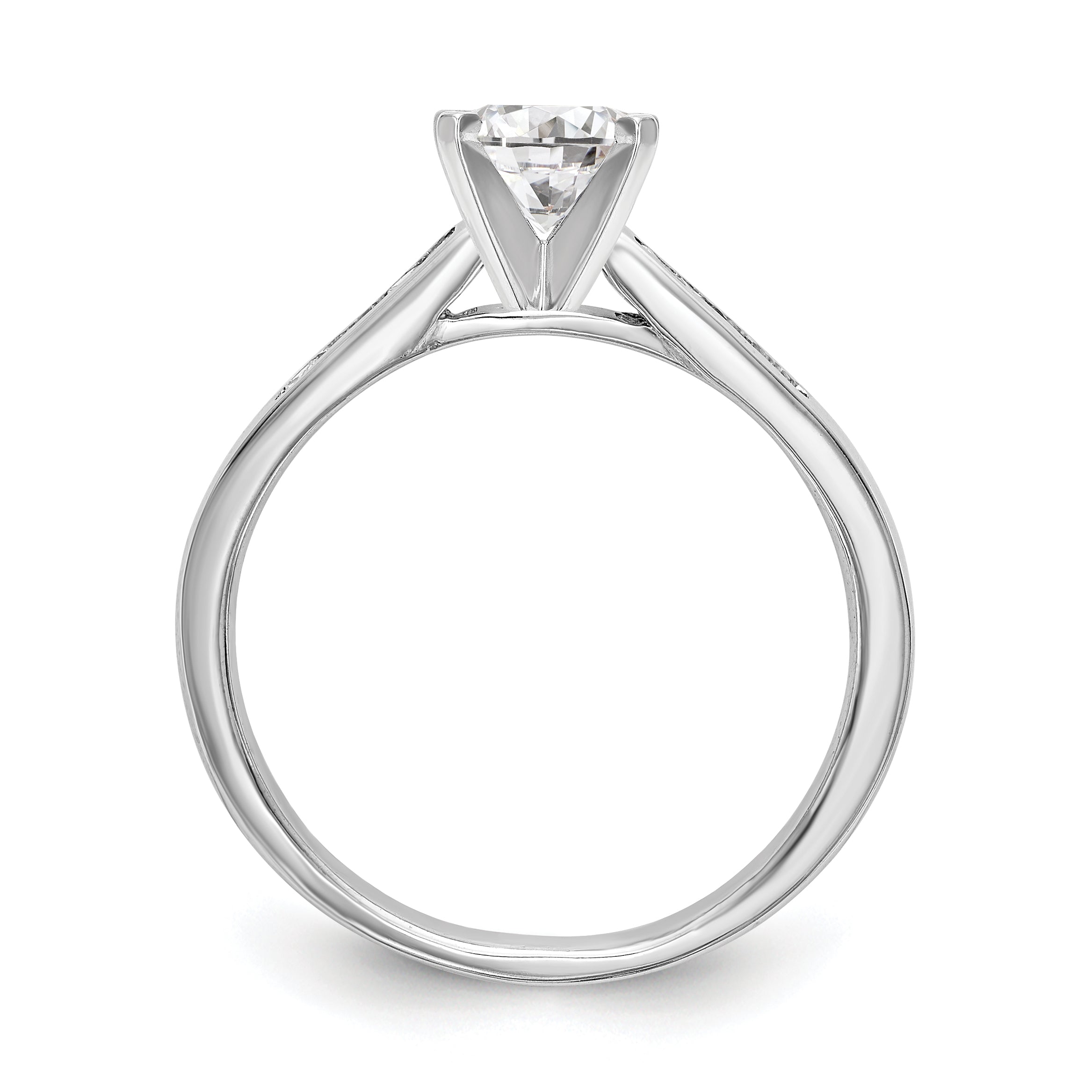0.20ct. CZ Solid Real 14K White Gold Peg Set Engagement Ring