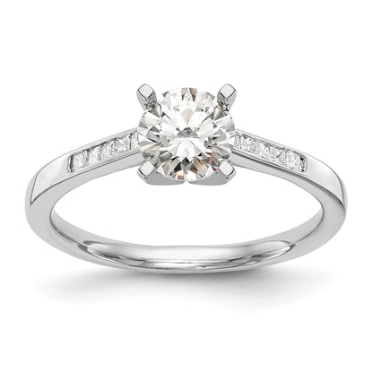 0.20ct. CZ Solid Real 14K White Gold Peg Set Engagement Ring