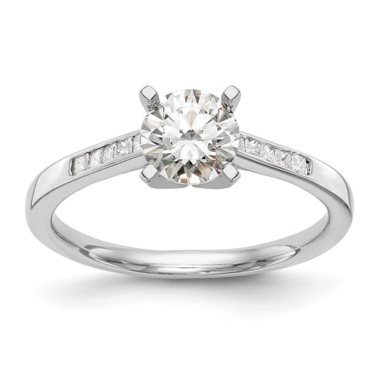 0.20ct. CZ Solid Real 14K White Gold Peg Set Engagement Ring