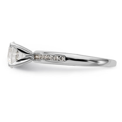 0.18ct. CZ Solid Real 14K White Gold Peg Set Engagement Ring