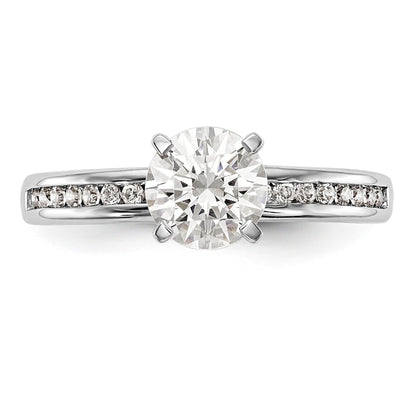 0.18ct. CZ Solid Real 14K White Gold Peg Set Engagement Ring