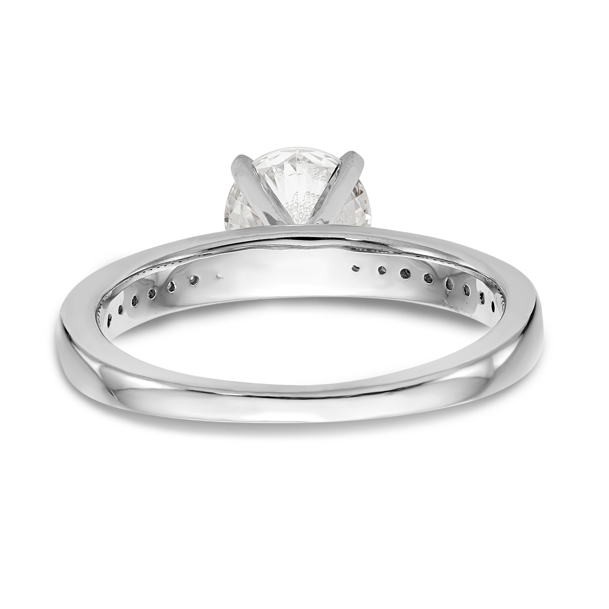 0.18ct. CZ Solid Real 14K White Gold Peg Set Engagement Ring