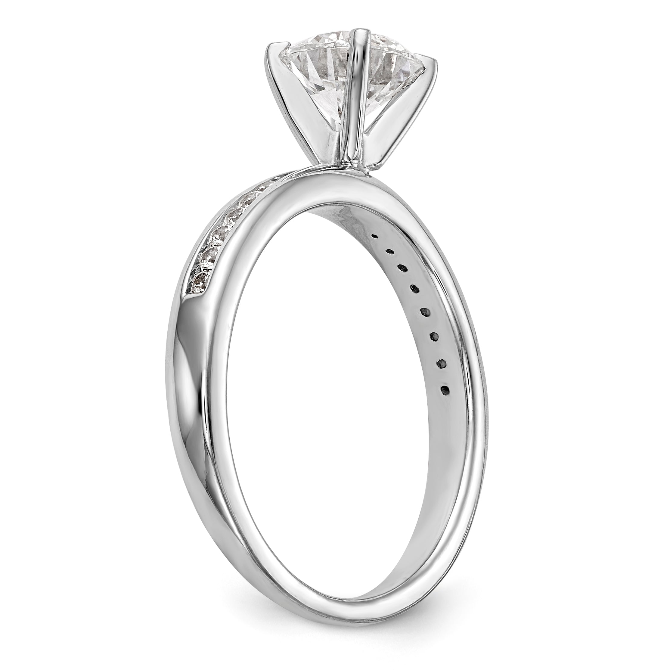 0.18ct. CZ Solid Real 14K White Gold Peg Set Engagement Ring