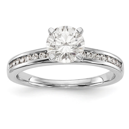 0.18ct. CZ Solid Real 14K White Gold Peg Set Engagement Ring