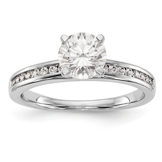 0.18ct. CZ Solid Real 14K White Gold Peg Set Engagement Ring