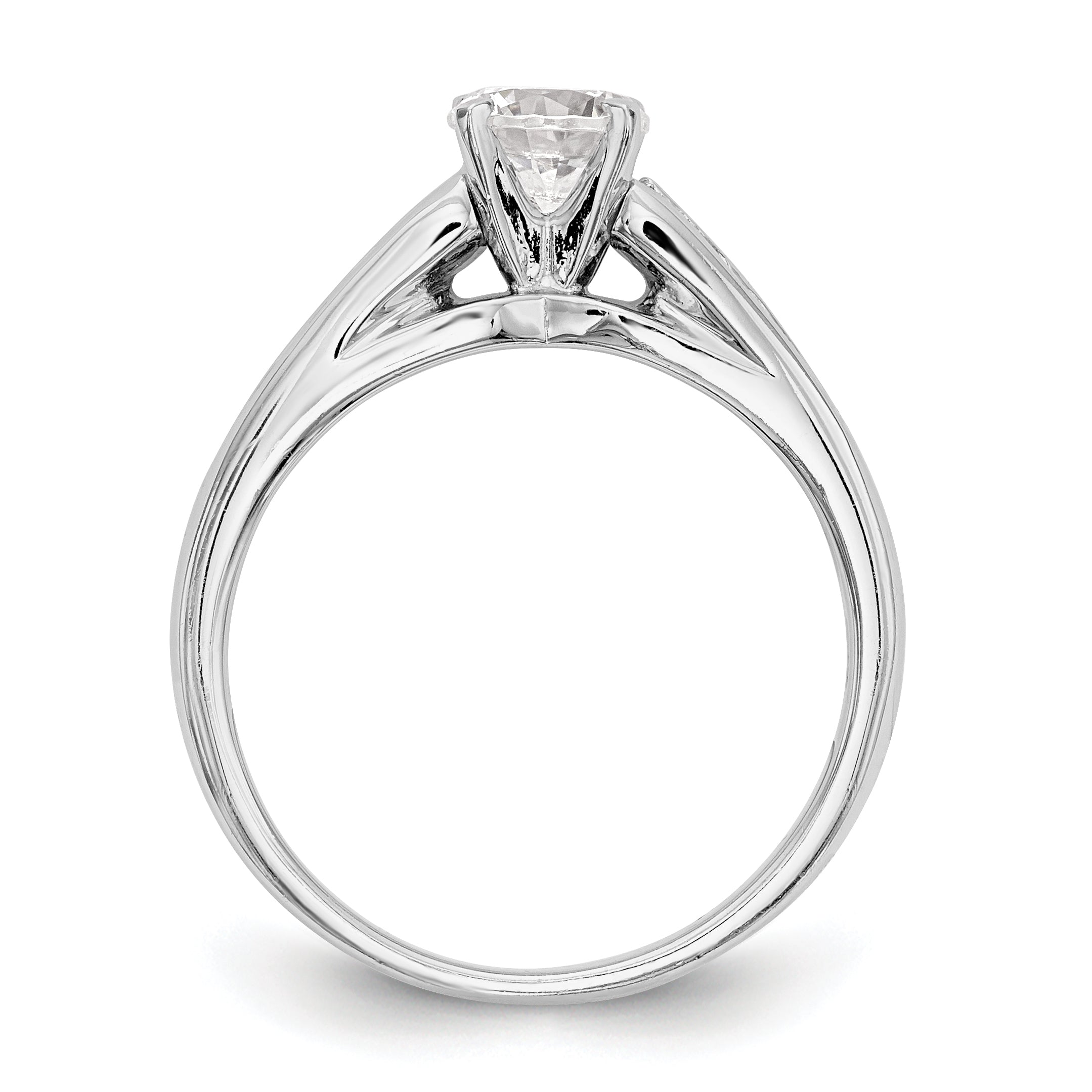 0.16ct. CZ Solid Real 14K White Gold Peg Set Engagement Ring