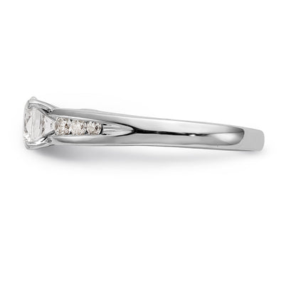 0.16ct. CZ Solid Real 14K White Gold Peg Set Engagement Ring