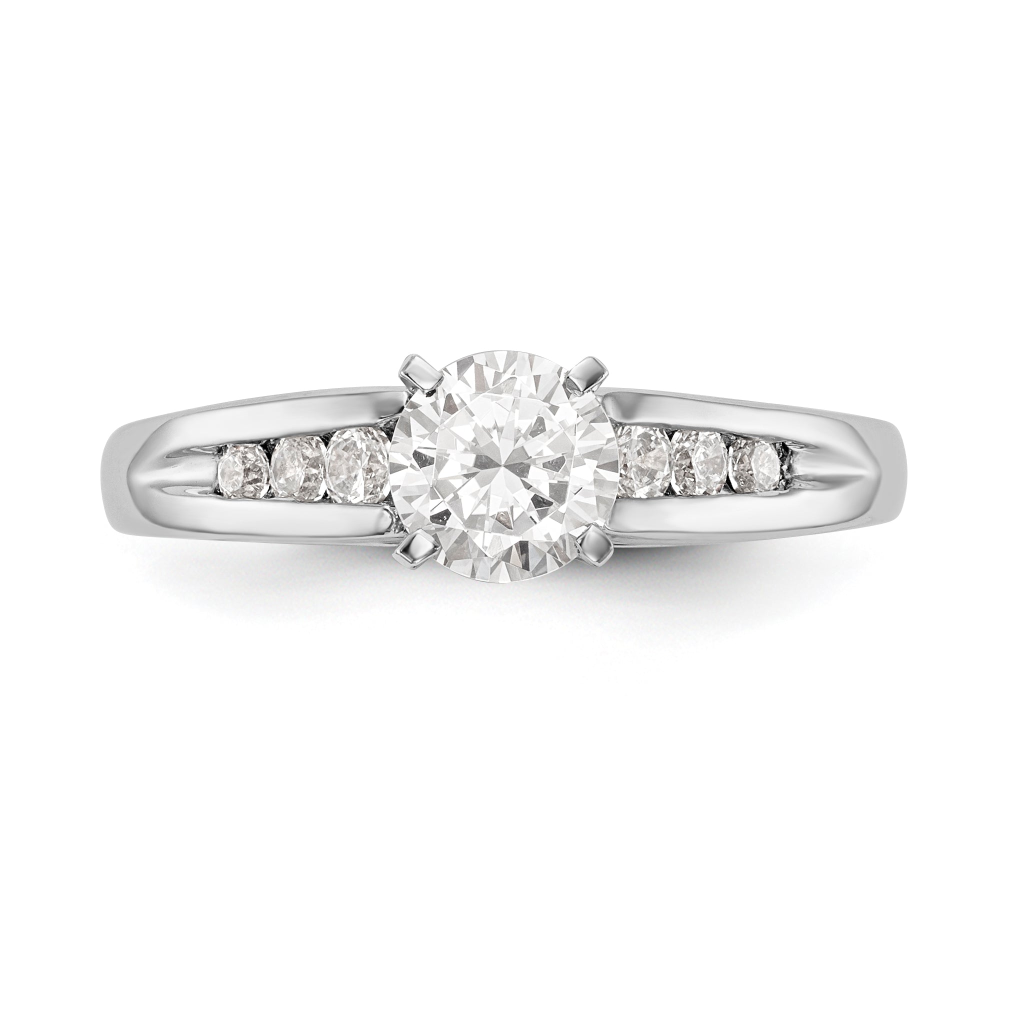 0.16ct. CZ Solid Real 14K White Gold Peg Set Engagement Ring