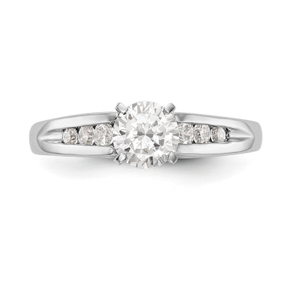 0.16ct. CZ Solid Real 14K White Gold Peg Set Engagement Ring