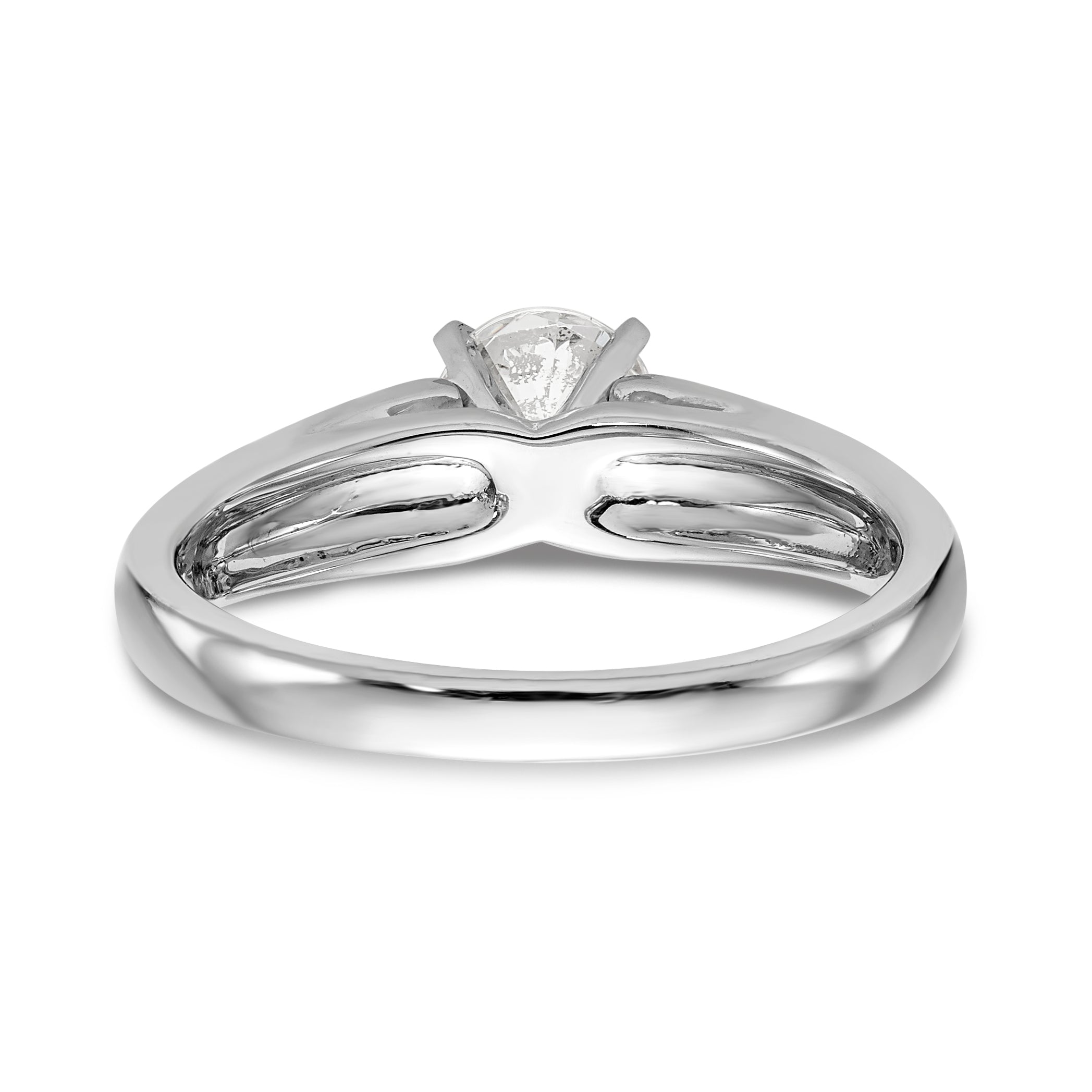 0.16ct. CZ Solid Real 14K White Gold Peg Set Engagement Ring