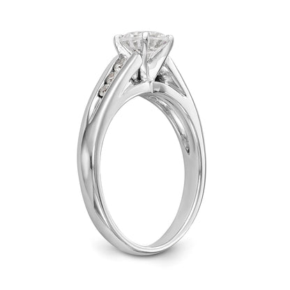 0.16ct. CZ Solid Real 14K White Gold Peg Set Engagement Ring
