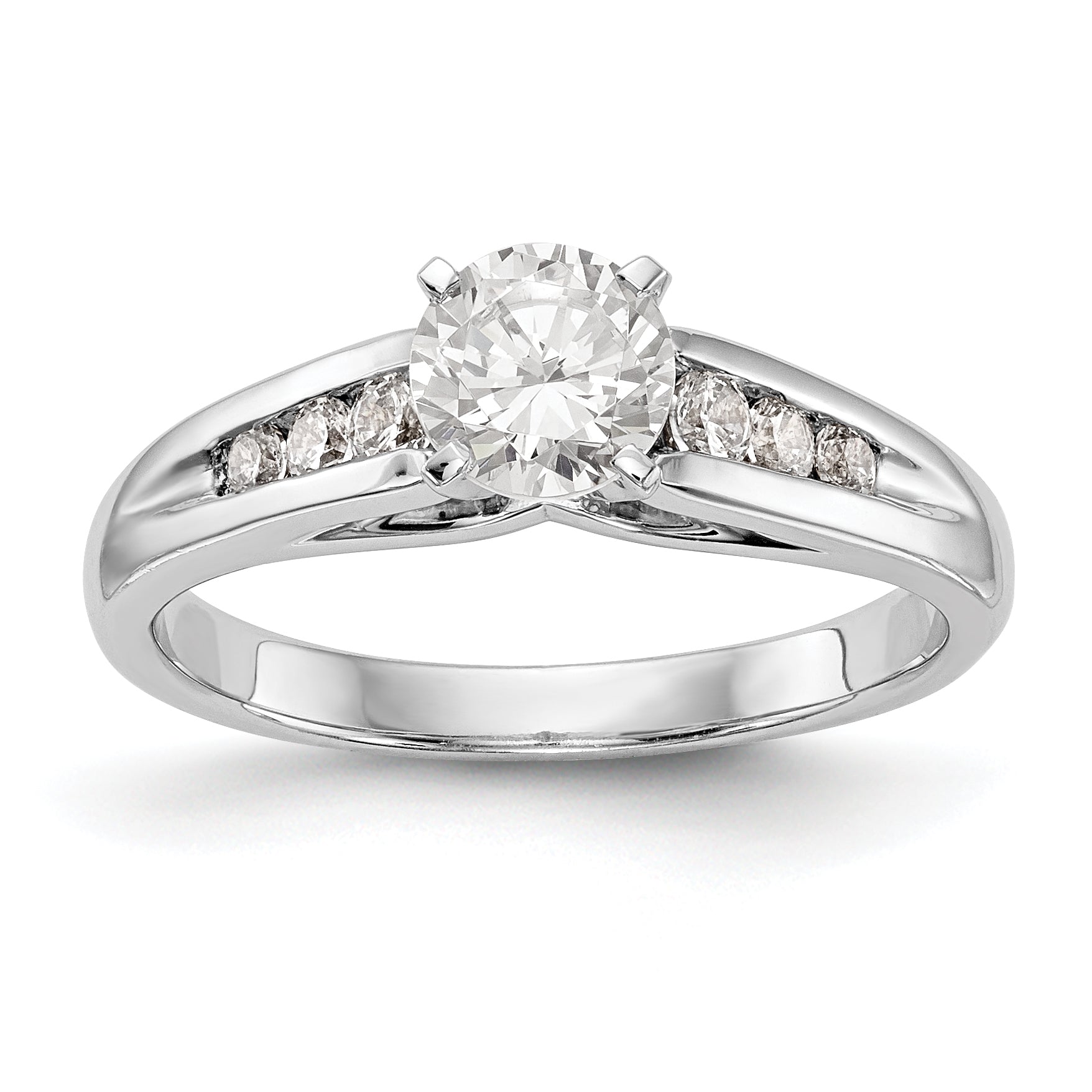 0.16ct. CZ Solid Real 14K White Gold Peg Set Engagement Ring