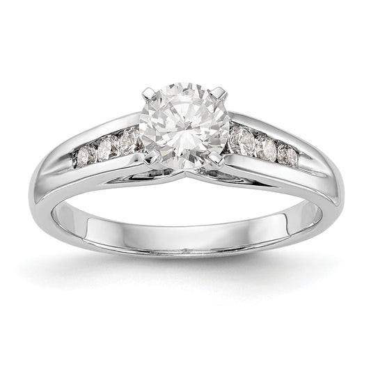 0.16ct. CZ Solid Real 14K White Gold Peg Set Engagement Ring