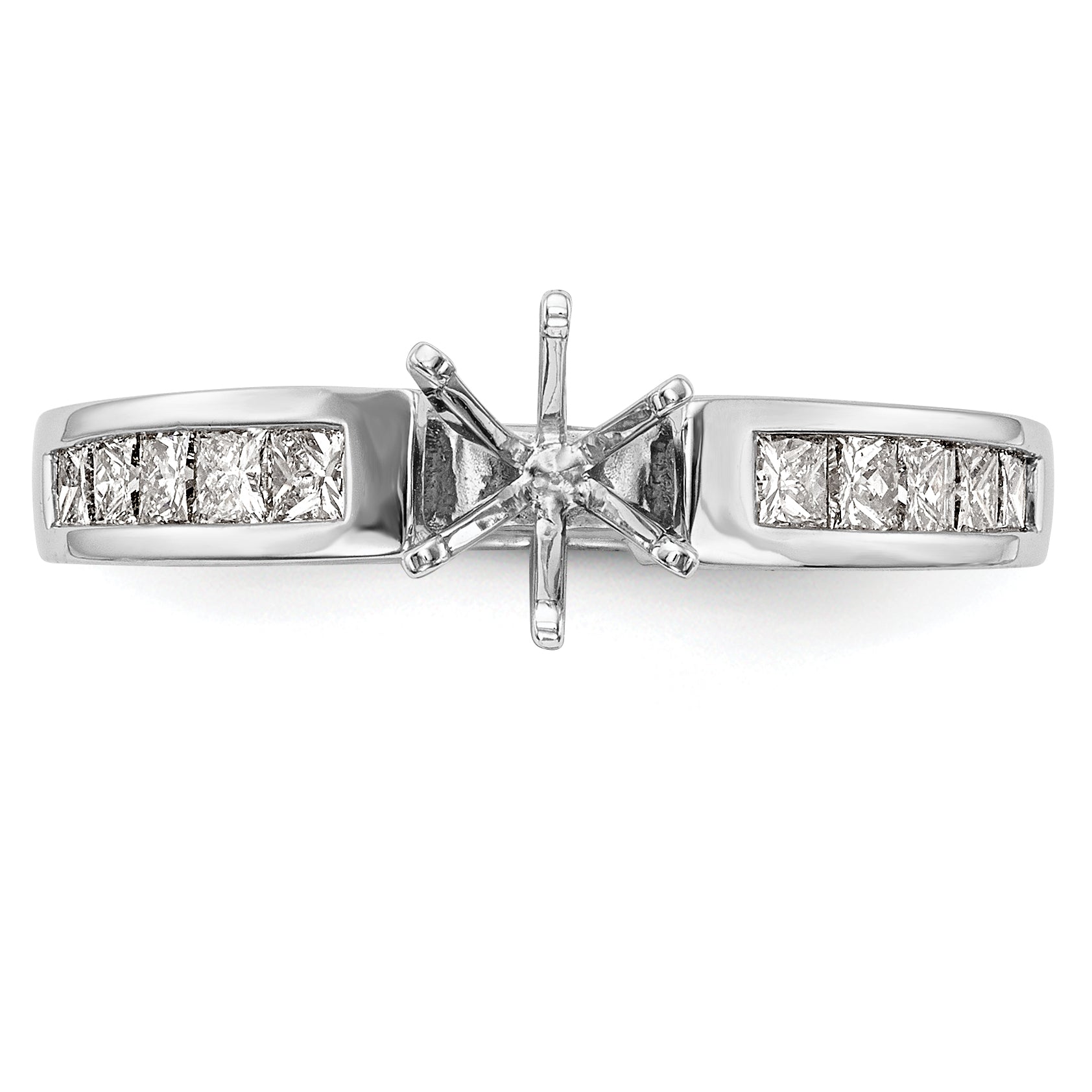 0.28ct. CZ Solid Real 14K White Gold Princess Cut Peg Set Engagement Ring