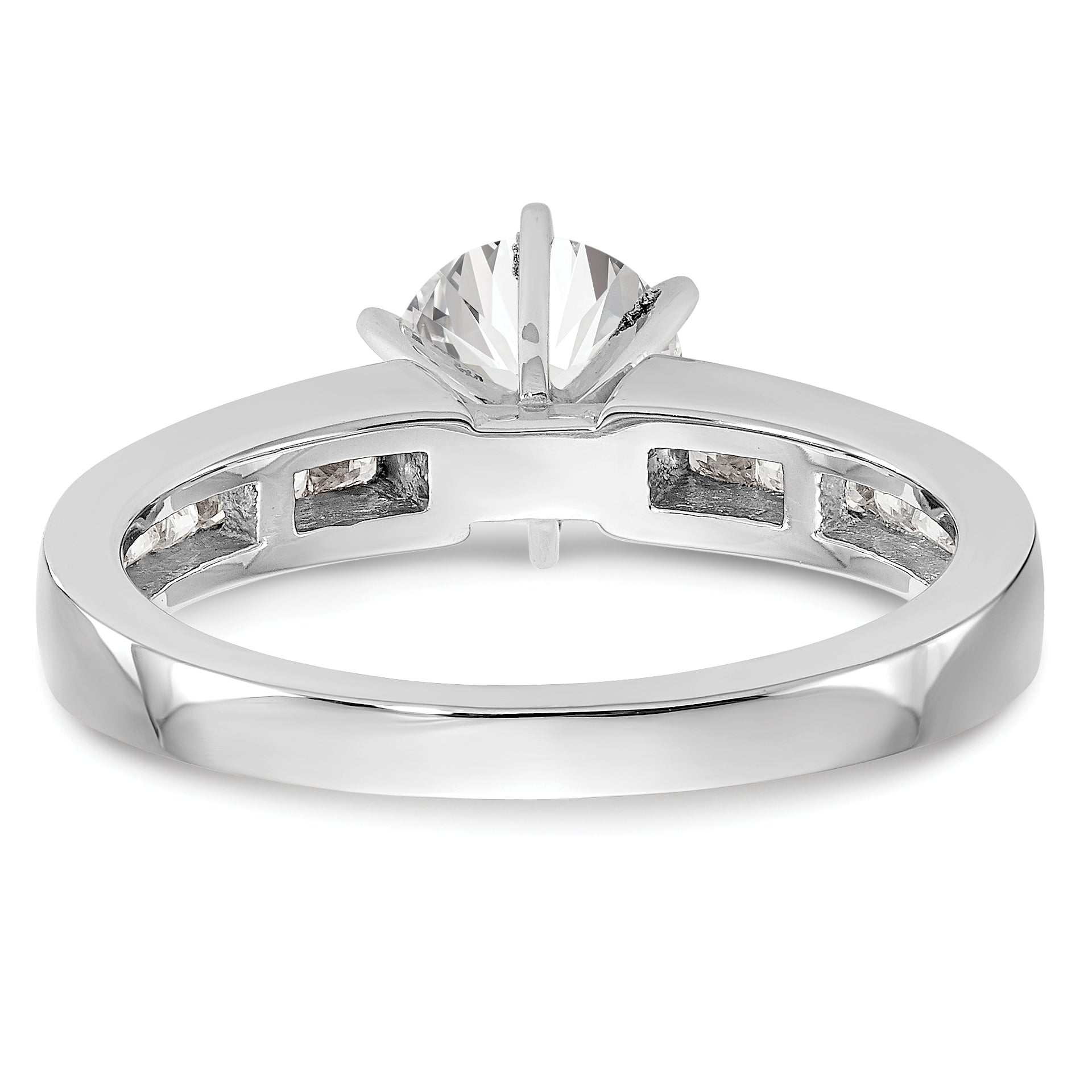 0.28ct. CZ Solid Real 14K White Gold Princess Cut Peg Set Engagement Ring