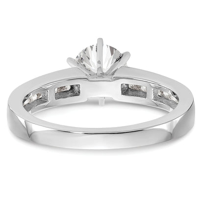 0.28ct. CZ Solid Real 14K White Gold Princess Cut Peg Set Engagement Ring