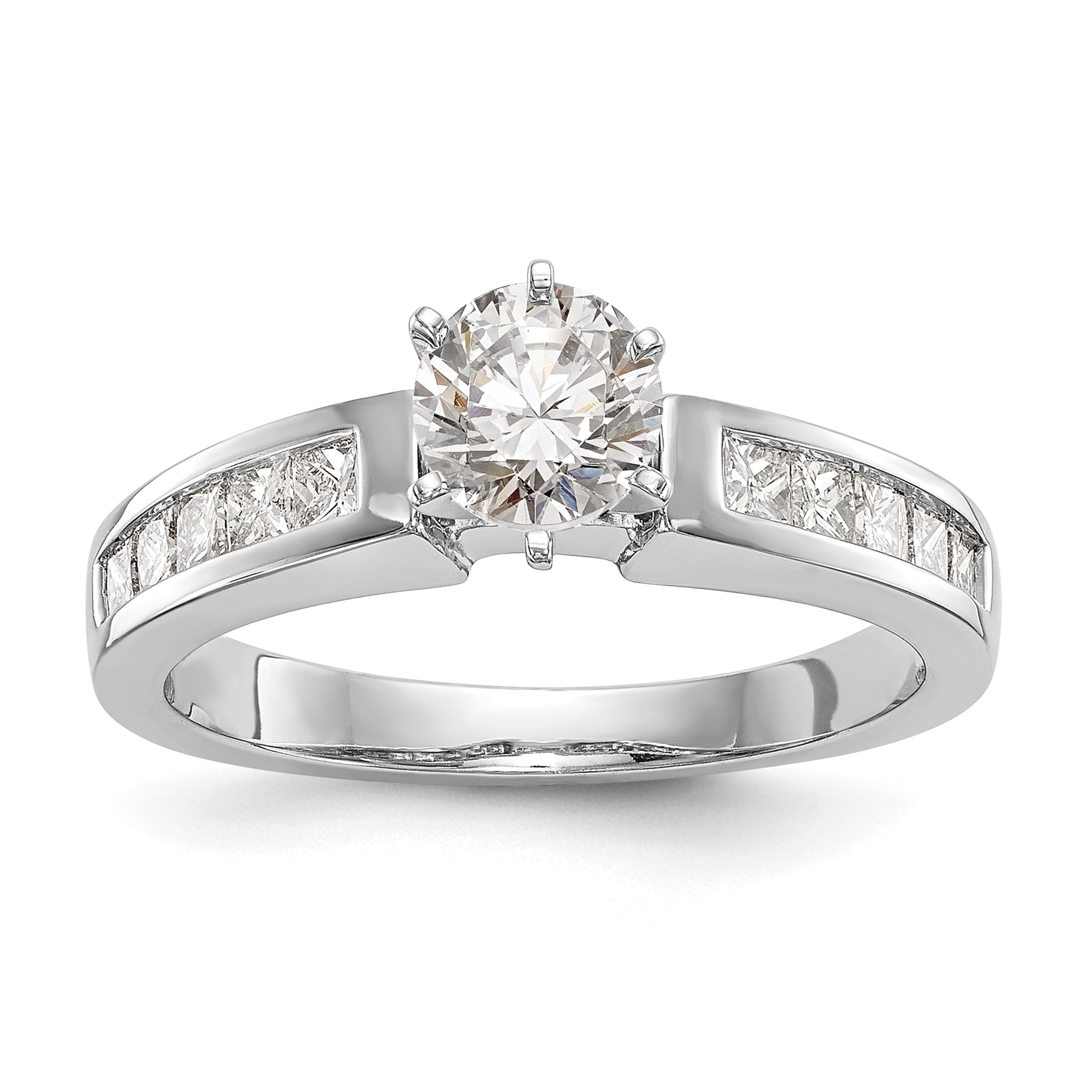 0.28ct. CZ Solid Real 14K White Gold Princess Cut Peg Set Engagement Ring