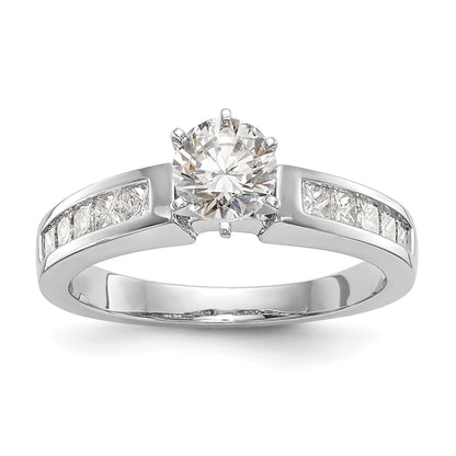 0.28ct. CZ Solid Real 14K White Gold Princess Cut Peg Set Engagement Ring