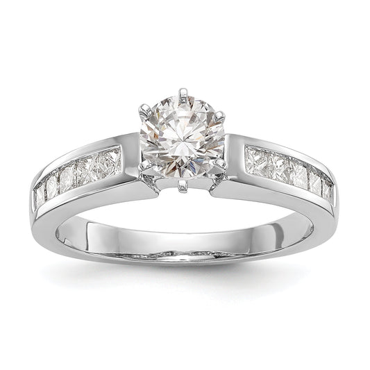 0.28ct. CZ Solid Real 14K White Gold Princess Cut Peg Set Engagement Ring