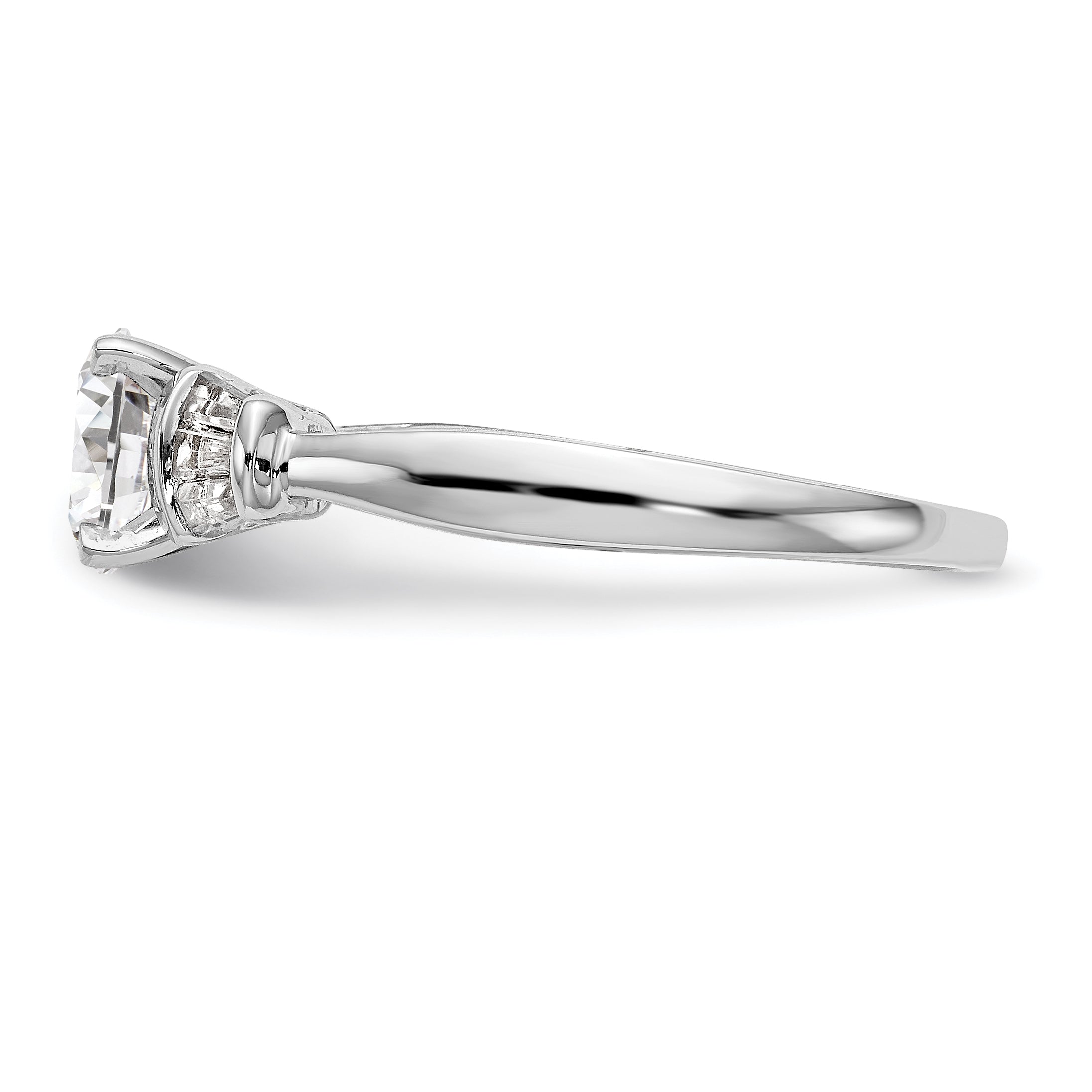 0.18ct. CZ Solid Real 14K White Gold Peg Set Engagement Ring
