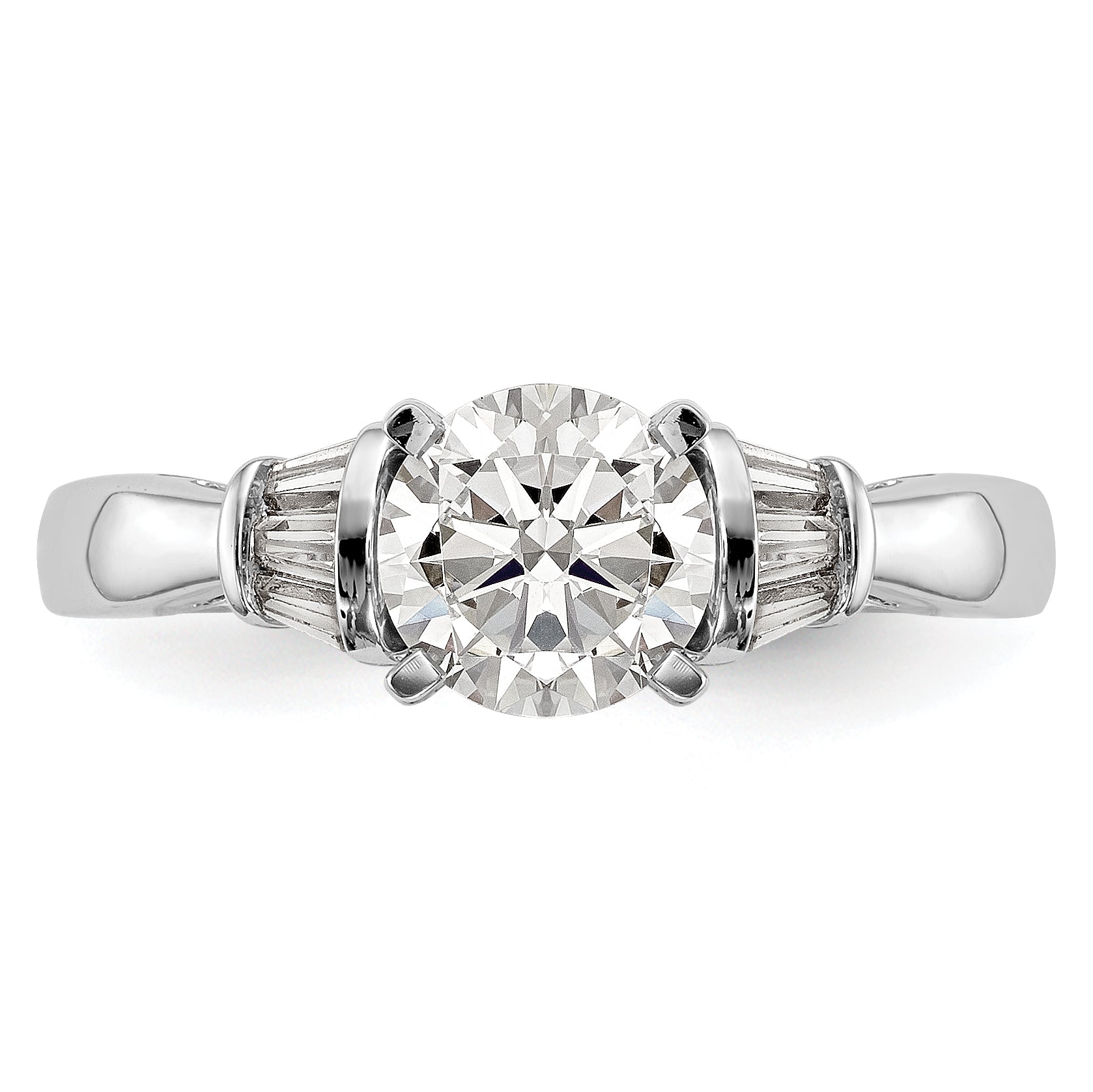 0.18ct. CZ Solid Real 14K White Gold Peg Set Engagement Ring