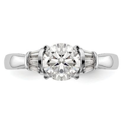 0.18ct. CZ Solid Real 14K White Gold Peg Set Engagement Ring