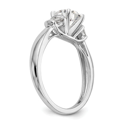0.18ct. CZ Solid Real 14K White Gold Peg Set Engagement Ring