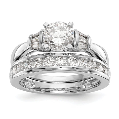 0.18ct. CZ Solid Real 14K White Gold Peg Set Engagement Ring
