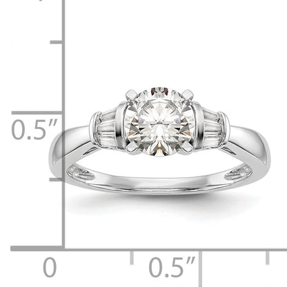 0.18ct. CZ Solid Real 14K White Gold Peg Set Engagement Ring