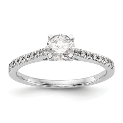 0.10ct. CZ Solid Real 14K White Gold Peg Set Engagement Ring