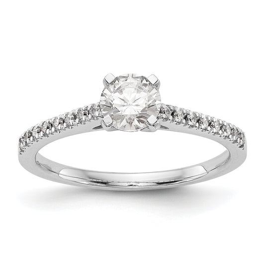 0.10ct. CZ Solid Real 14K White Gold Peg Set Engagement Ring