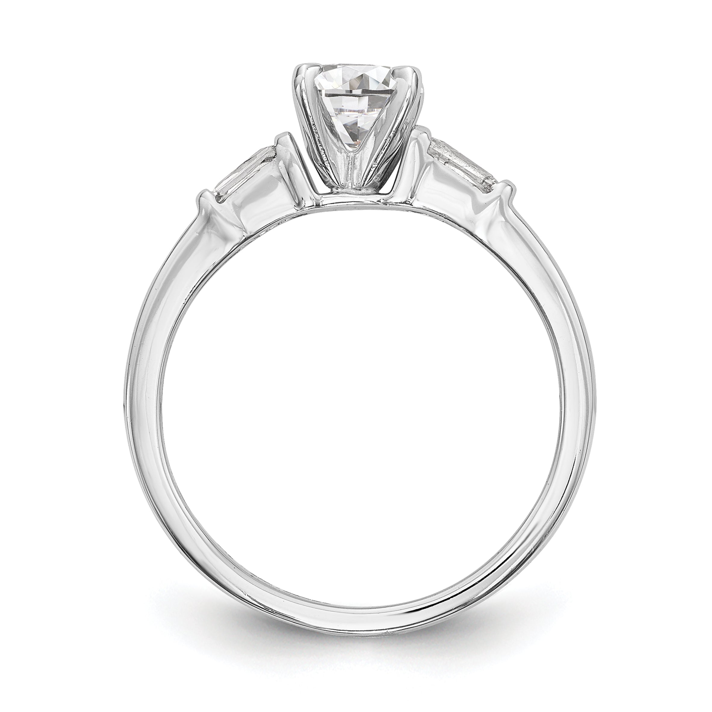 0.24ct. CZ Solid Real 14K White Gold Peg Set Engagement Ring
