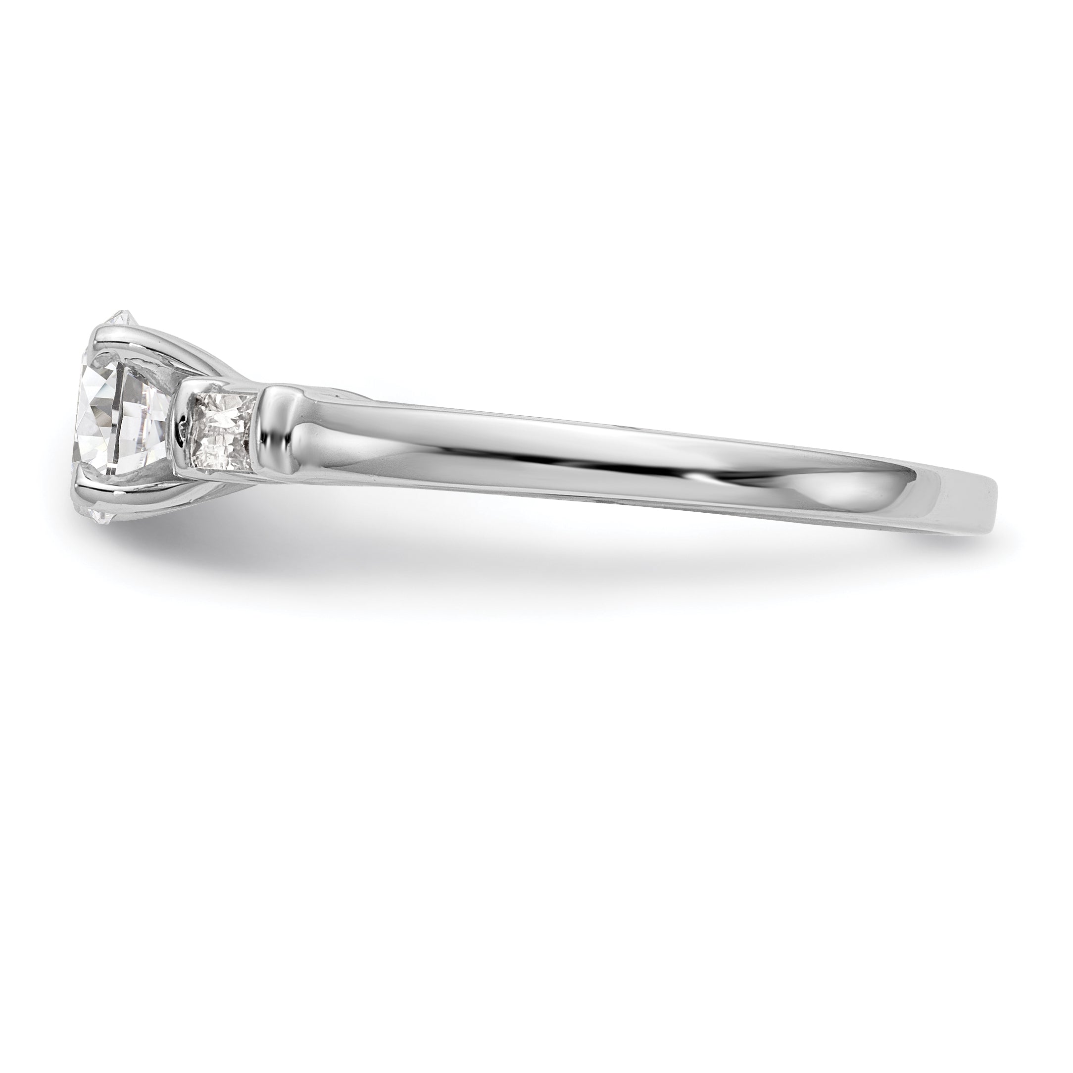 0.24ct. CZ Solid Real 14K White Gold Peg Set Engagement Ring